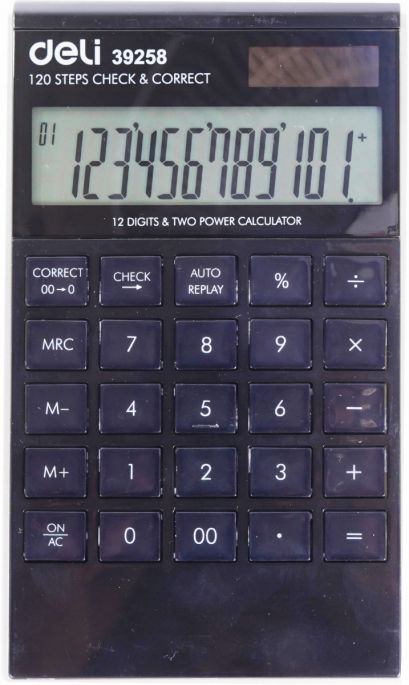 Deli W39258 12 Digit, 120 Check Calculator, Black