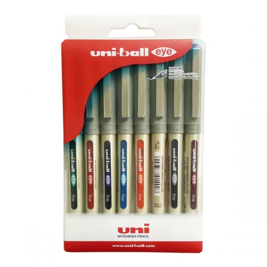 Uniball Eye UB-157 Roller Pen (Assorted, Pack of 8)