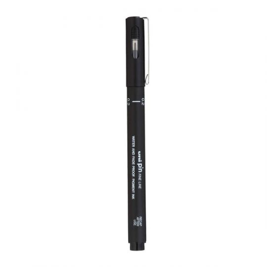 Uniball PIN-200S Fine Line Markers (0.2mm, Black, Pack of 1)