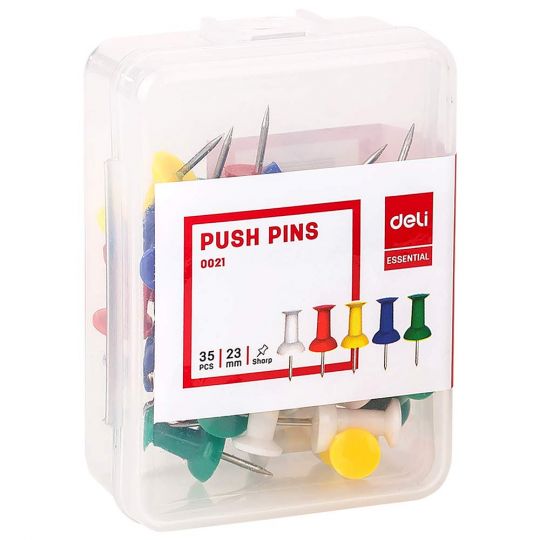 Deli W0021 Color Push Pins 23mm, Assorted Color