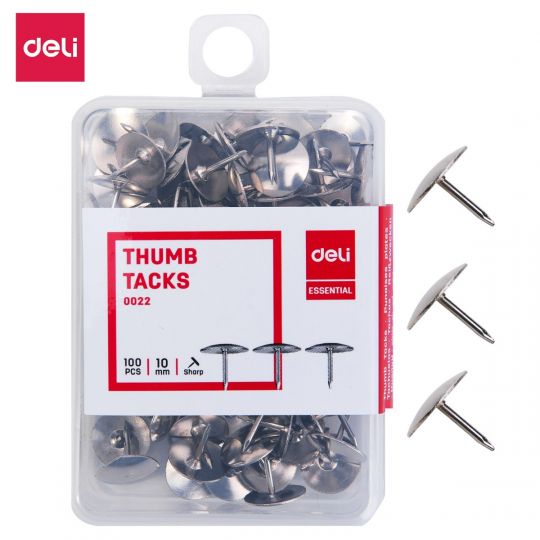 Deli W0022 Thumb Tack, 10mm, Silver