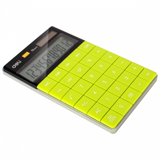 Deli W1589 12 - Digital Modern Calculator, Green