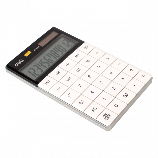 Deli W1589 12 - Digital Modern Calculator, White