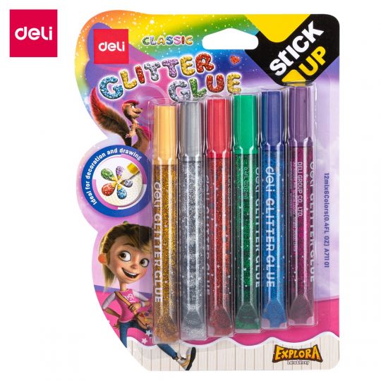 Deli WA71101 Glitter Glue Stick (Assorted, Pack of 2)