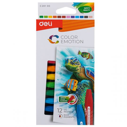 Deli WC20100 Oil Pastel, 12 Pcs, Multicolor