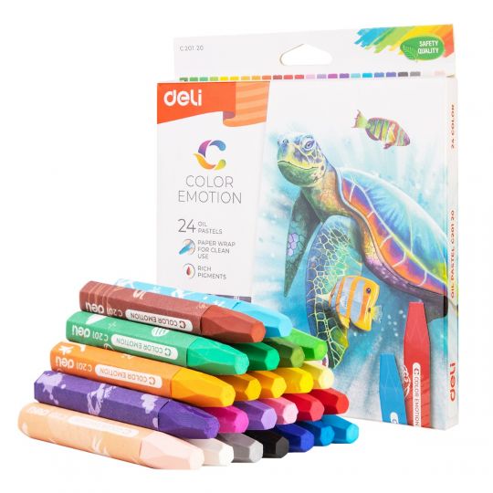 Deli WC20120 Oil Pastel, 24 Pcs, Multicolor